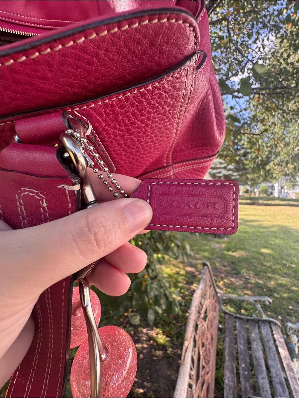Vintage 2006 Coach Turnlock Hampton Satchel Pebbled Leather in Raspberry